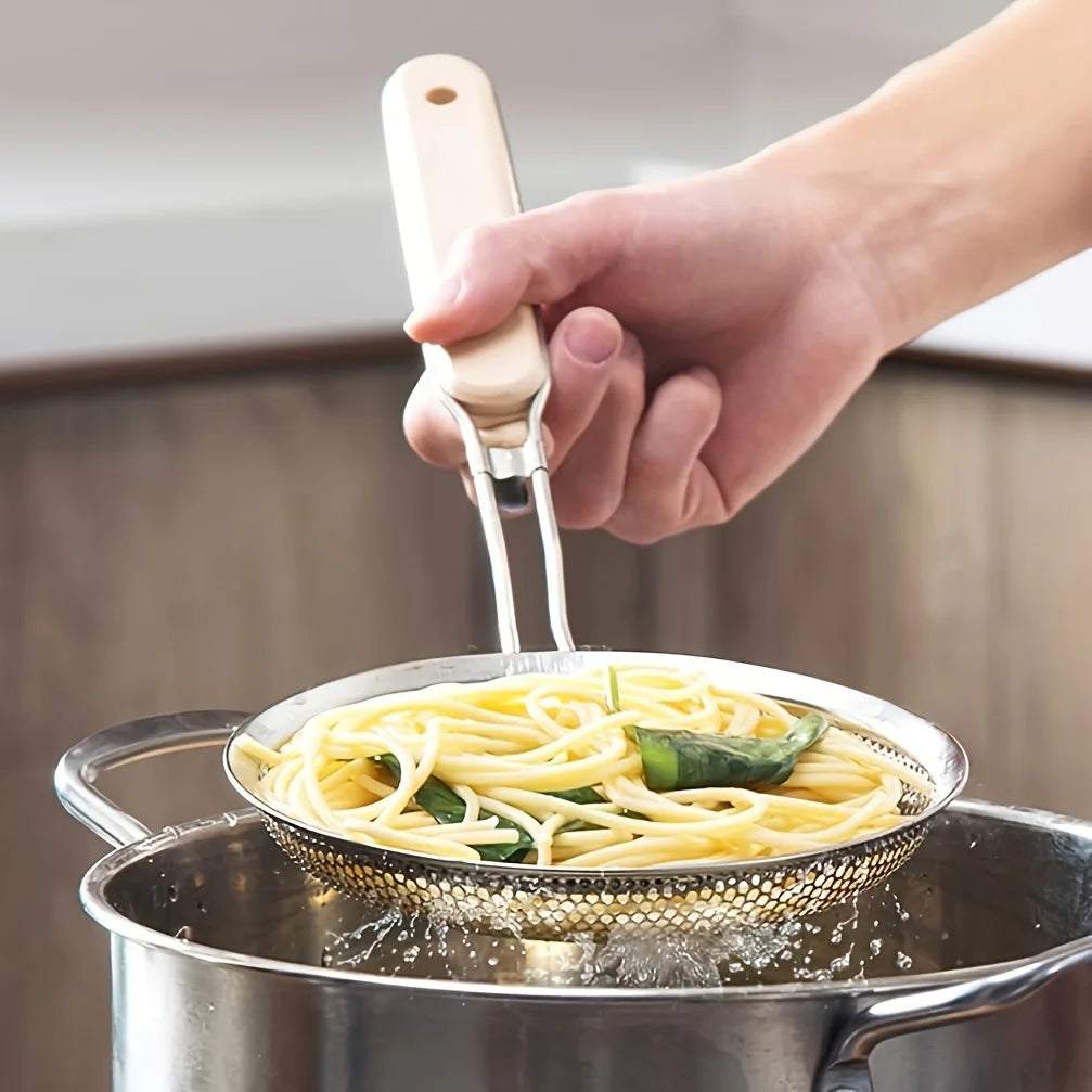 Skimmer Spoon Thickened Stainless Steel Strainer, Household Lo Mein and Dumpling Strainer, Large Kitchen Fried Strainer