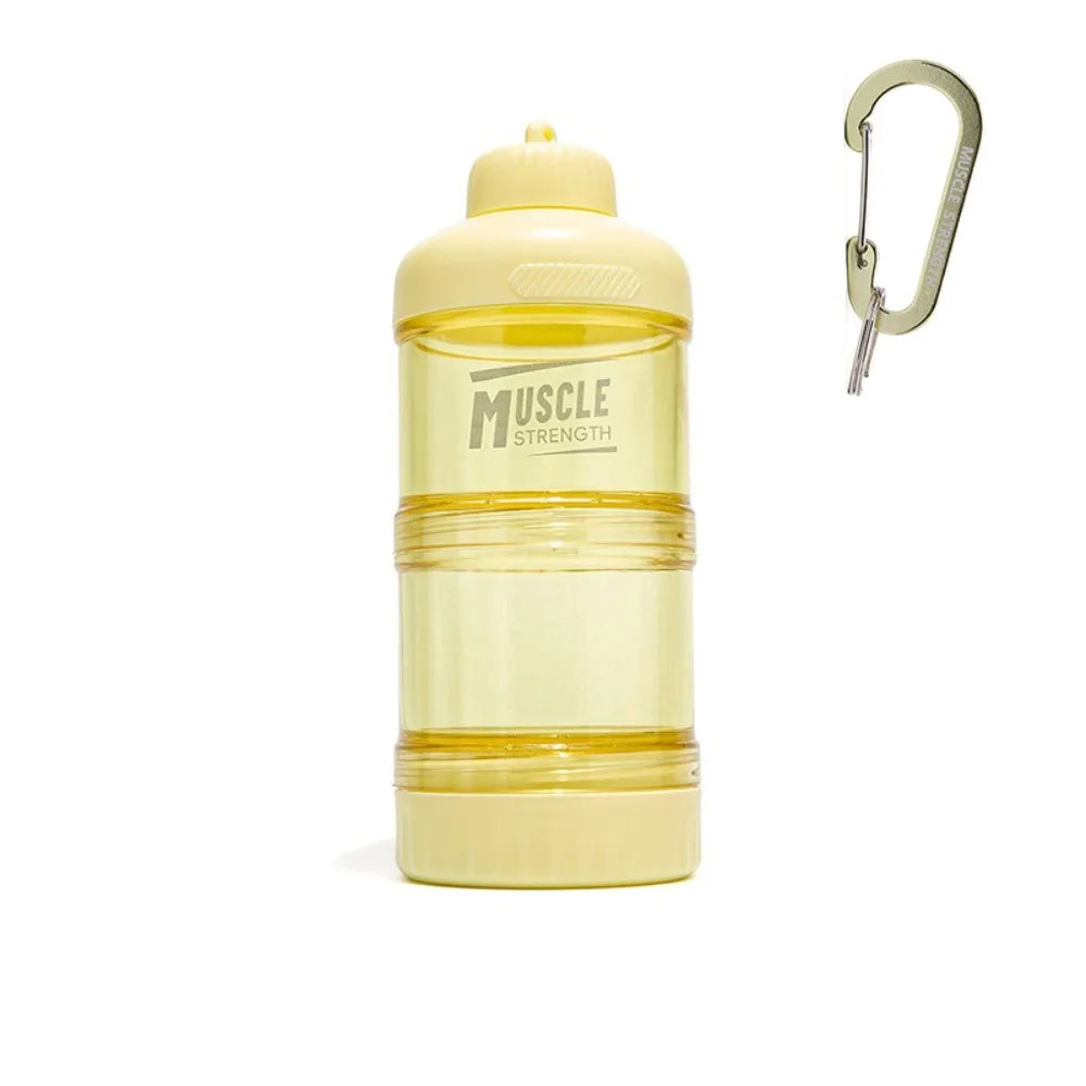 1/2/3 Layer Protein Powder Box Portable Plastic Medicine Box Durable with Mountaineering Buckle Funnel Fitness Supplement Bottle