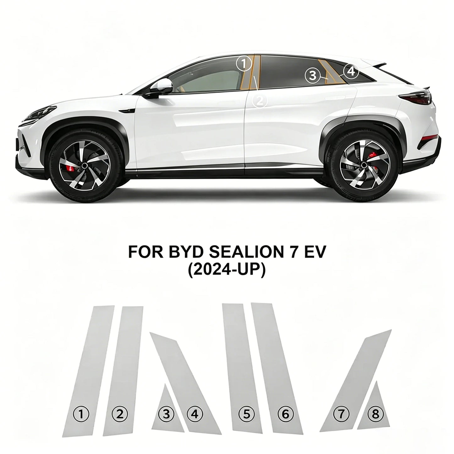For BYD Sealion 7 EV 2024-2026 Headlight B Pillar Rearview TPU Transparent Protective Film PPF Sticker Anti-scratch Film
