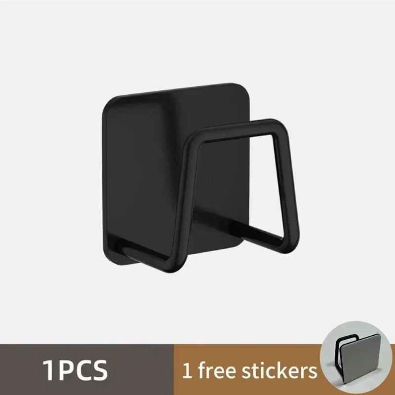 Multifunctional Kitchen Stainless Steel Sink Sponges Holder Self Adhesive Drain Drying Rack Kitchen Wall Hooks Accessories