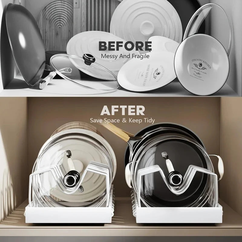 8 Adjustable Dividers Pull Out Pot Pan Rack With Lid Storage Box Under Sink Cabinet Kitchen Organizer