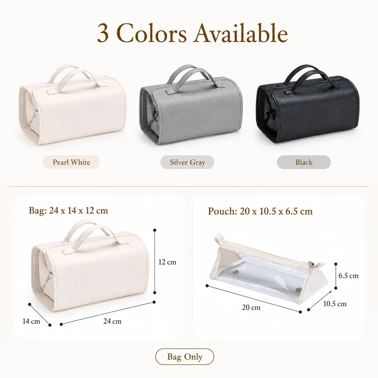 Travel Makeup Bag for Women on Business Trips, 4 Detachable Clear Pouches, Foldable Hanging Cosmetic Toiletry Organizer