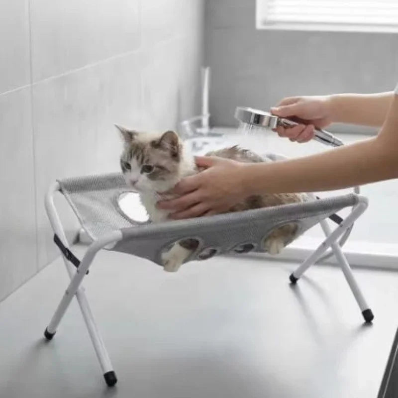 Pet Grooming Hammock Hanger Mesh Pet Bath Table Foldable Cat Dog Trimming Fixed Bracket Multi Functional Pet Grooming Supplies