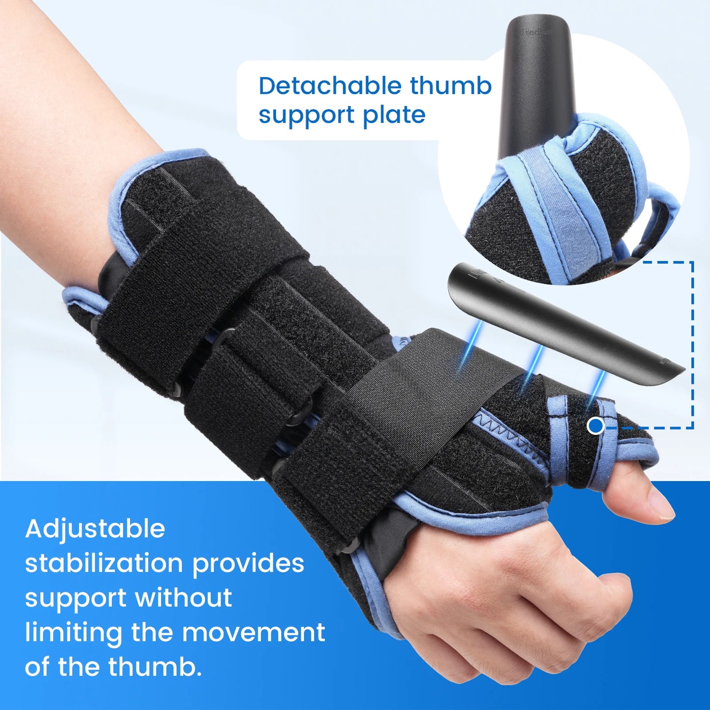 VELPEAU Wrist Splint with Thumb Stabilizer for Tendonitis, De Quervain's Tenosynovitis and Arthritis Pain, Wrist Joint Brace
