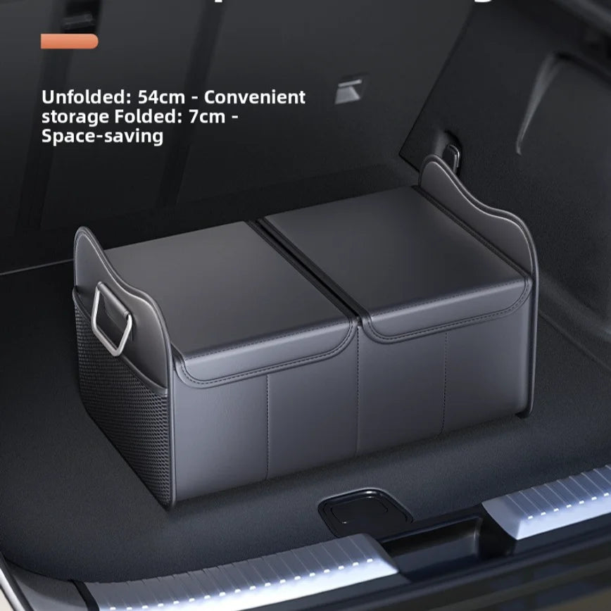 Foldable PU Car Trunk Storage Box Multifunctional Vehicle Organizer Box Portable Car Rear Trunk Sundries Storage Container