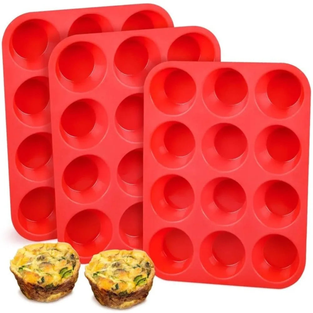 12 Holes Cupcakes Mold Non Stick Silicone Baking Mold Soap Chocolate Muffin Baking Pan DIY Baking Tools
