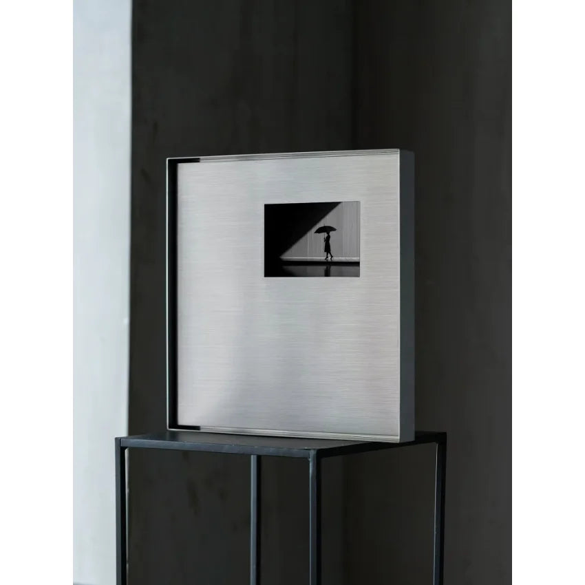 Stainless Steel Polishing Process Customized Picture Frame Wall-Mounted Square Shape Silver Matte Finish Art Photo Display Frame