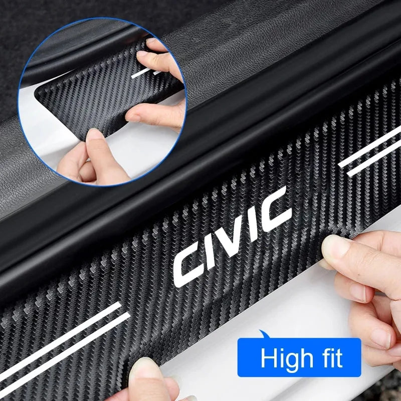 Carbon Fiber Car Door Threshold Sticker Auto Trunk Protective Strip for Honda CIVIC Logo 10th 11th 8th 2025 2023 Accessories