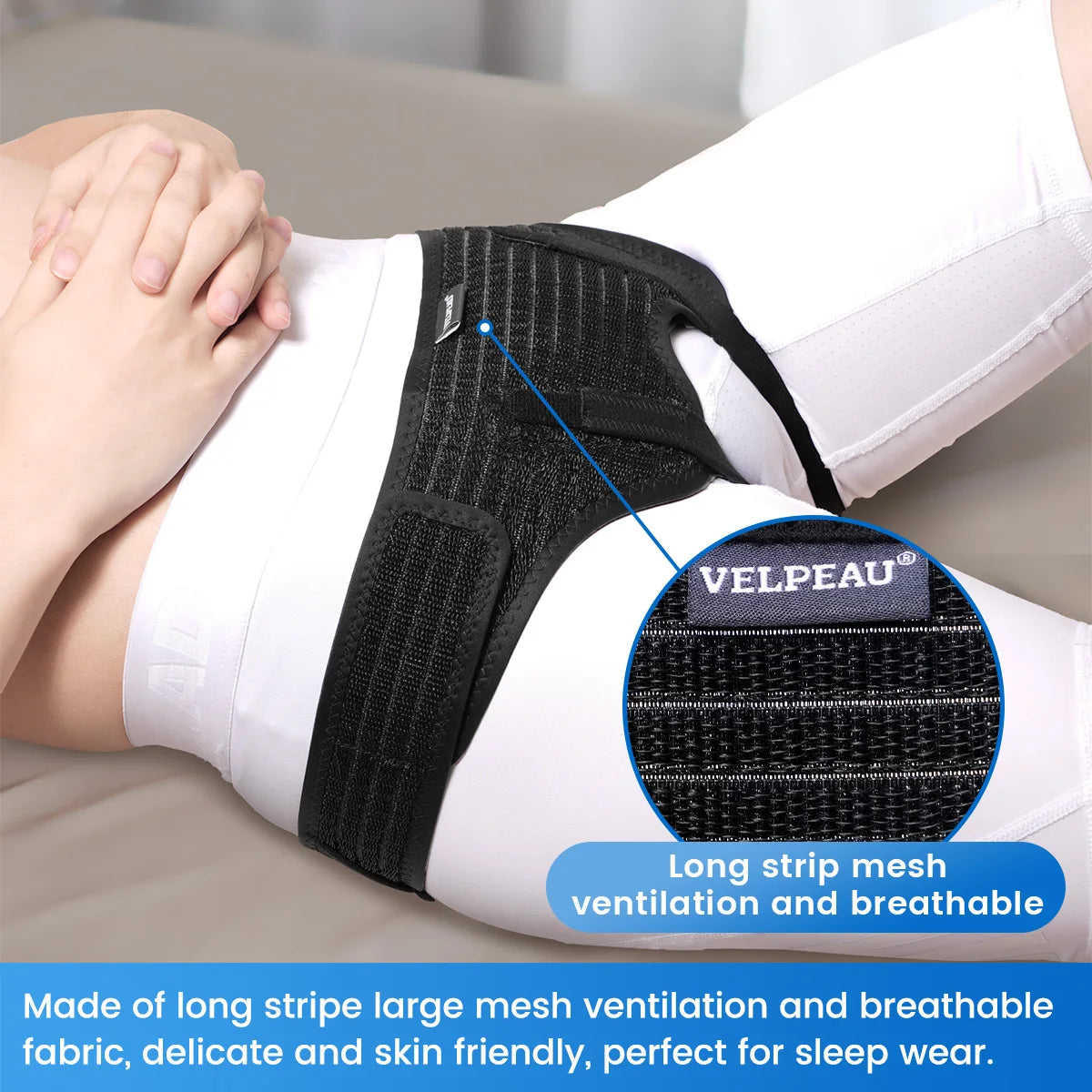 VELPEAU Hernia Belt with 2 Compression Pads, Adjustable Hernia Truss Support for Single/Double Inguinal for Men and Women