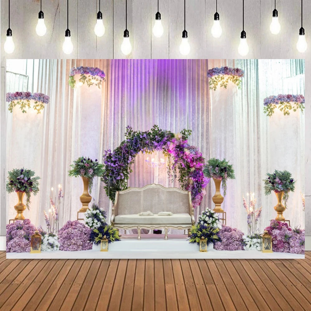 Wedding Ceremony Backdrops Flower Wall Spring Summer Bridal Shower Mr & Mrs Photography Background Photo Studio Props