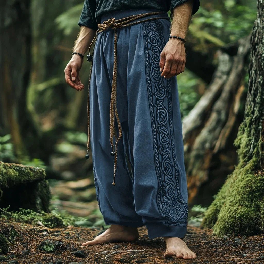 Men's Viking Retro Nordic Tree of Life and Raven 3D Printed Casual Straight-Leg Summer Beach Pants. S-5XL
