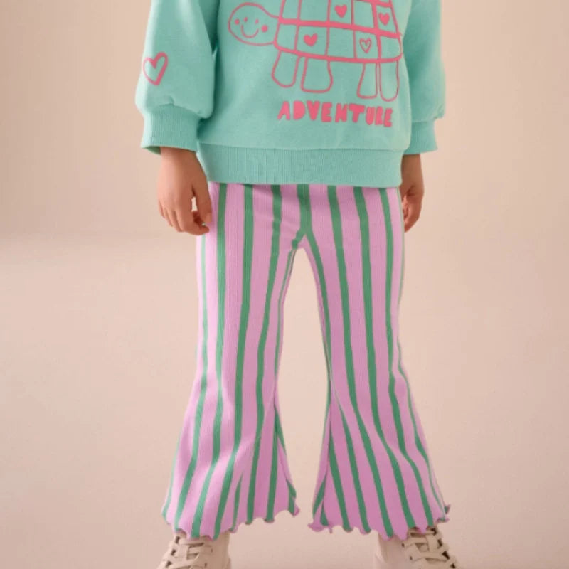 Jumping Meters Girls Flare Pants 2-7T Full Length Striped Pencil Leggings Printed Autumn Trousers Hot Selling Kids Fashion