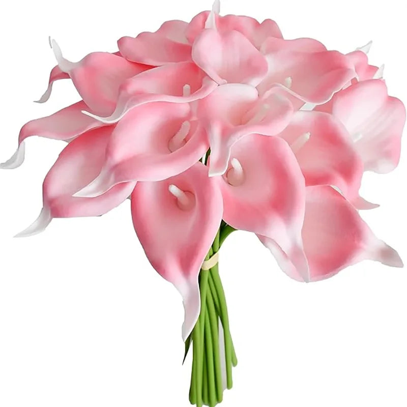 10PCS Artificial Flowers Calla Lily Faux PU Fake Flowers for Weddings Bouquet Bridal Shower DIY Bridal Bouquets Home Party Decor
