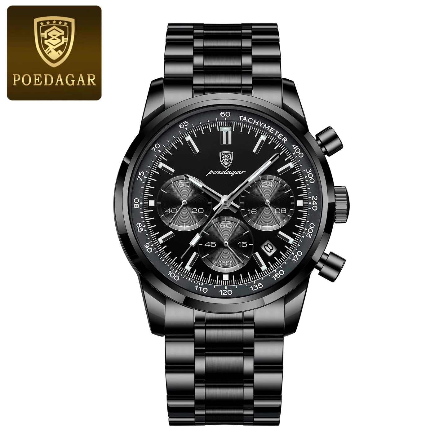 POEDAGAR Top Luxury Men Watch Waterproof Luminous Date Chronograph Fashion Men's Quartz Watch Stainless Steel Sports Man Watches