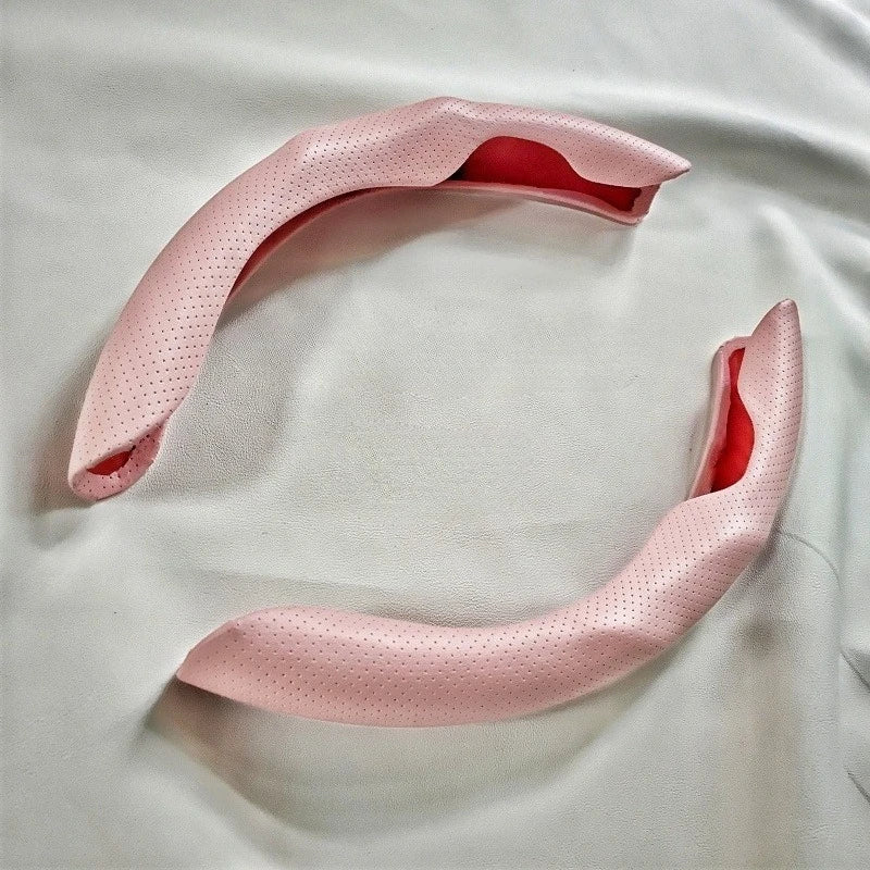 Universal D-shaped Round Car Steering Wheel Cover Ventilation Hole Leather Absorb Sweat Anti-slip Decoration Accessories 15inch