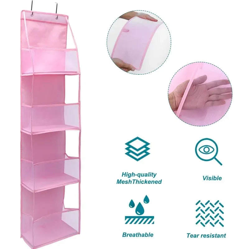 4Layer Storage Bag Foldable Hanging Organizers for Bathroom Behind Door Snacks Toys Clothes Storage Accessories Closet Organizer