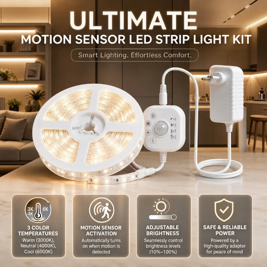 DC24V Flowing Water Effect LED Strip with Motion Sensor US/EU Plug for Stair Corridor Entrance Wardrobe Cabinet Bedroom Lighting