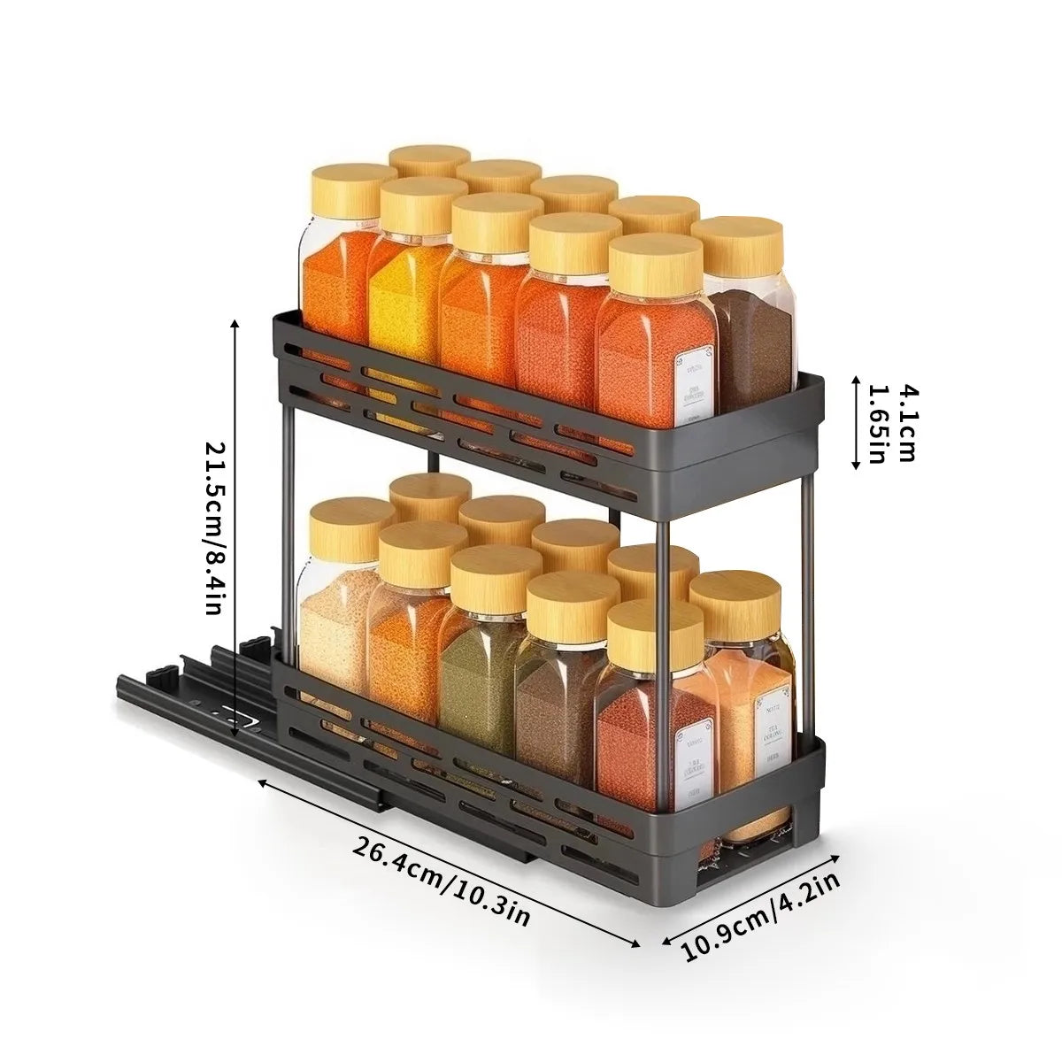 1/2pcs 2 Tier Pull Out Plastic Storage Rack Cabinet Storage Organizer Large Capacity Seasoning Jar Holder Under Sink Organizer
