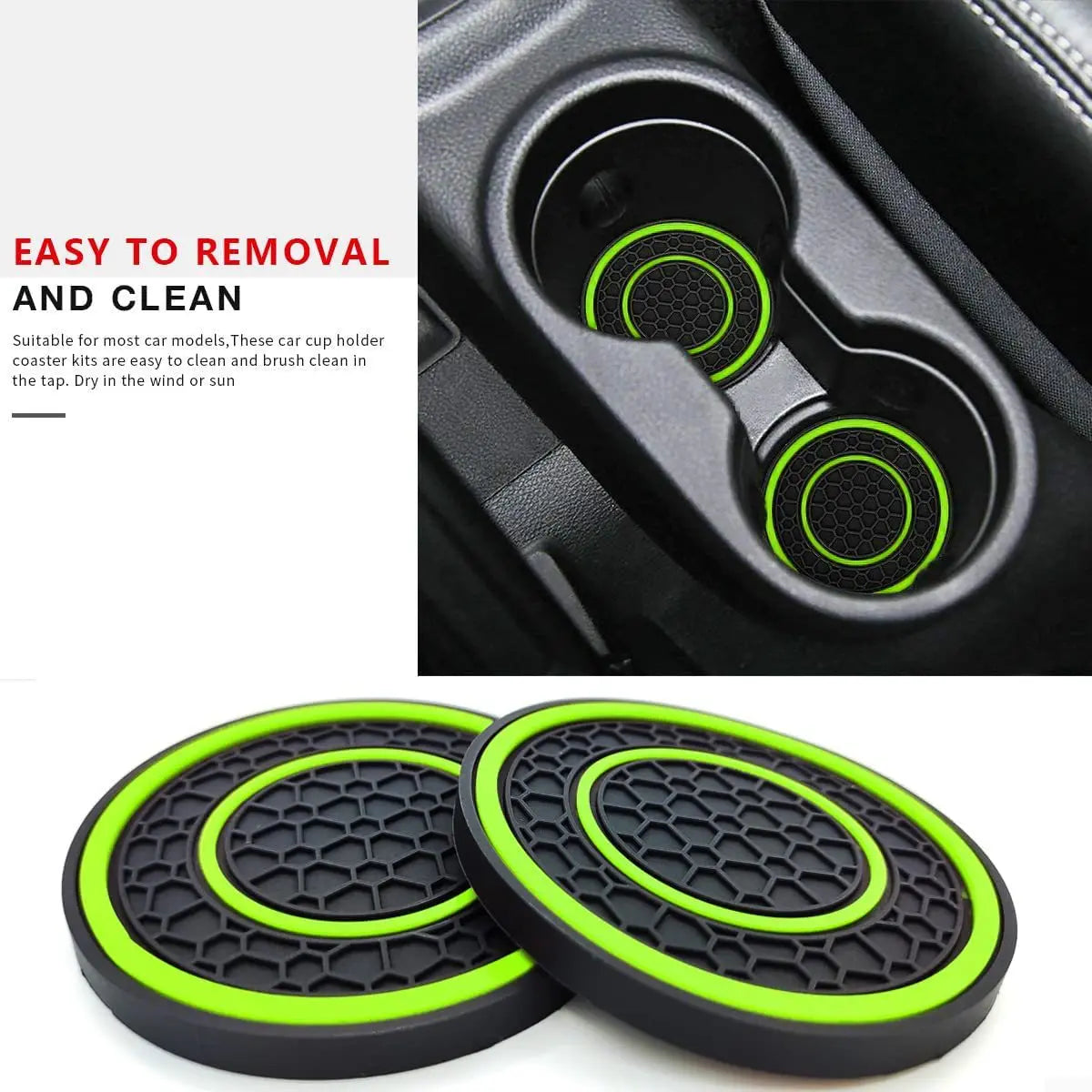 2pcs Non-slip Car Water Cup Pad For Tesla And SUV Sedan Rubber Mat For Bottle Holder Coaster Auto Interior Anti-skid Cup Holders