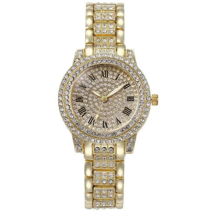 Luxury Shiny Diamond Watch for Women Men Gold Silver Quartz Watches Male Clock Dropshipping Rhinestone Wristwatch Gifts