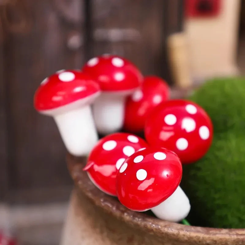 Mini Mushroom Miniatures Foam Red Mushroom Artificial Garden Fairy Bonsai Plant Pot Craft Decors DIY Micro Landscape Ornament