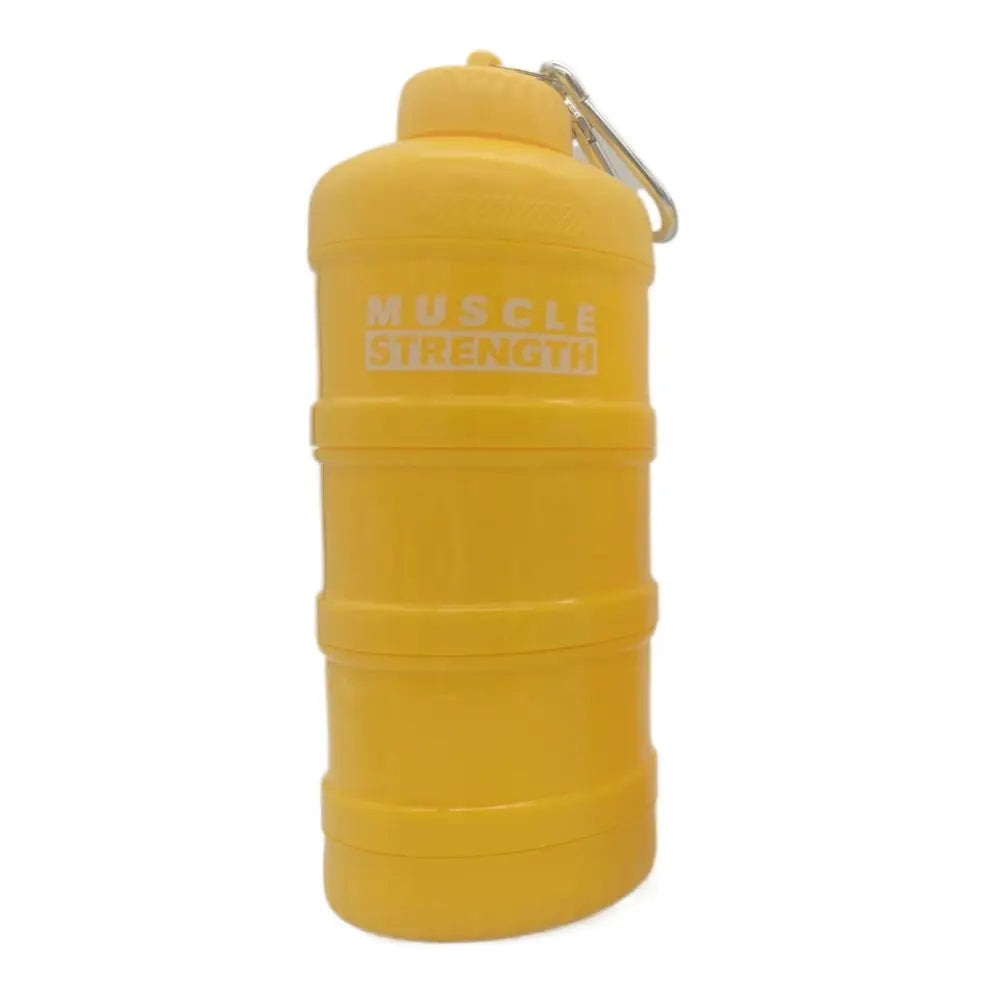 High Quality Plastic Protein Powder Box with Mountaineering Buckle Funnel Fitness Supplement Bottle Portable Medicine Box