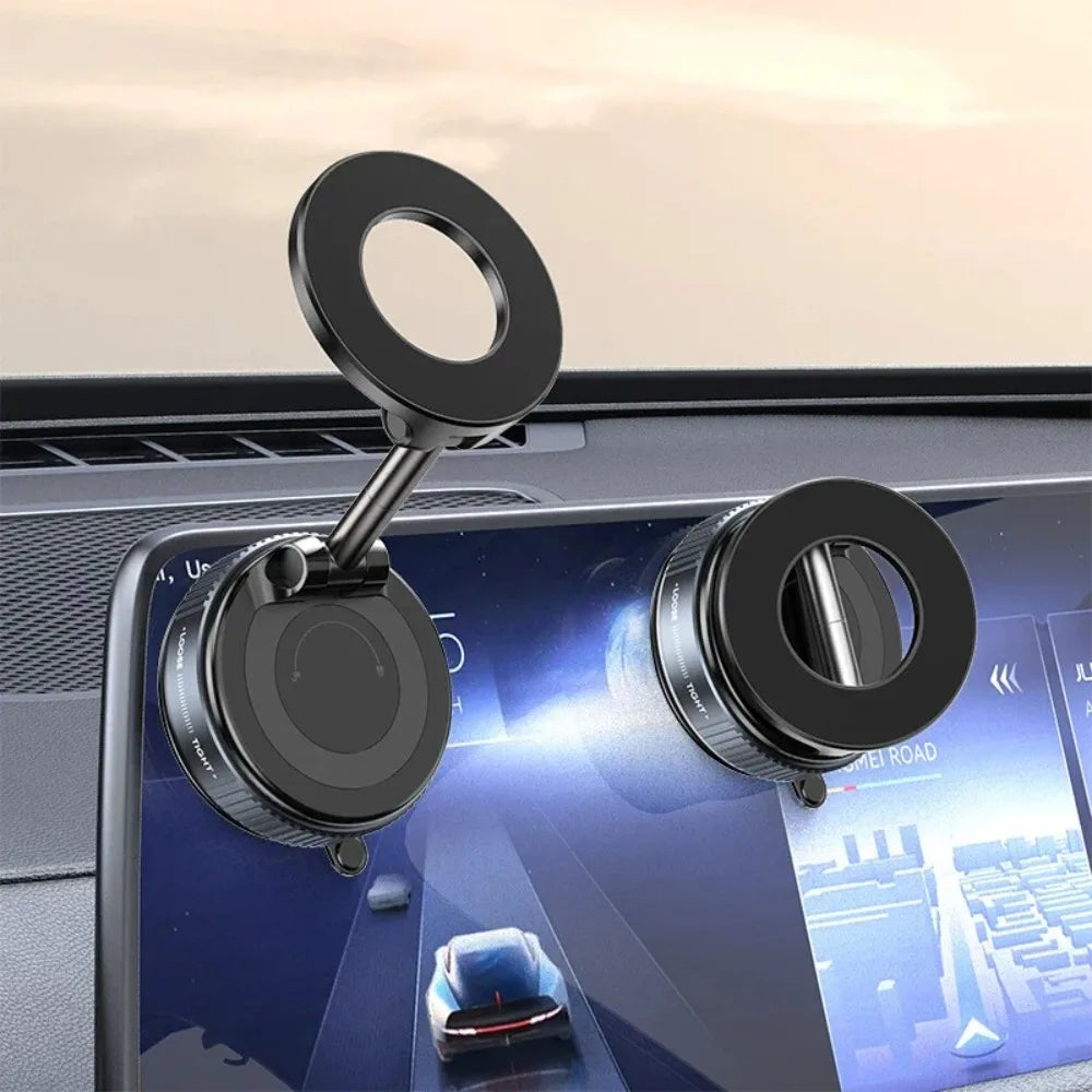 Stable Vacuum Car Phone Holder, 360° Swivel Magnetic Phone Mount for Car, Anti-Shake Dashboard Windshield Stand for GPS Navigation