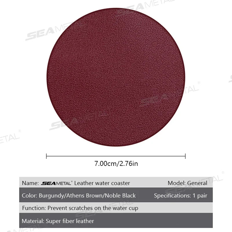 SEAMETAL Microfiber Leather Coaster Car Water Cup Coaster Anti-noise Water Cup Cushion For Office Home Vehicle Insulation Mats