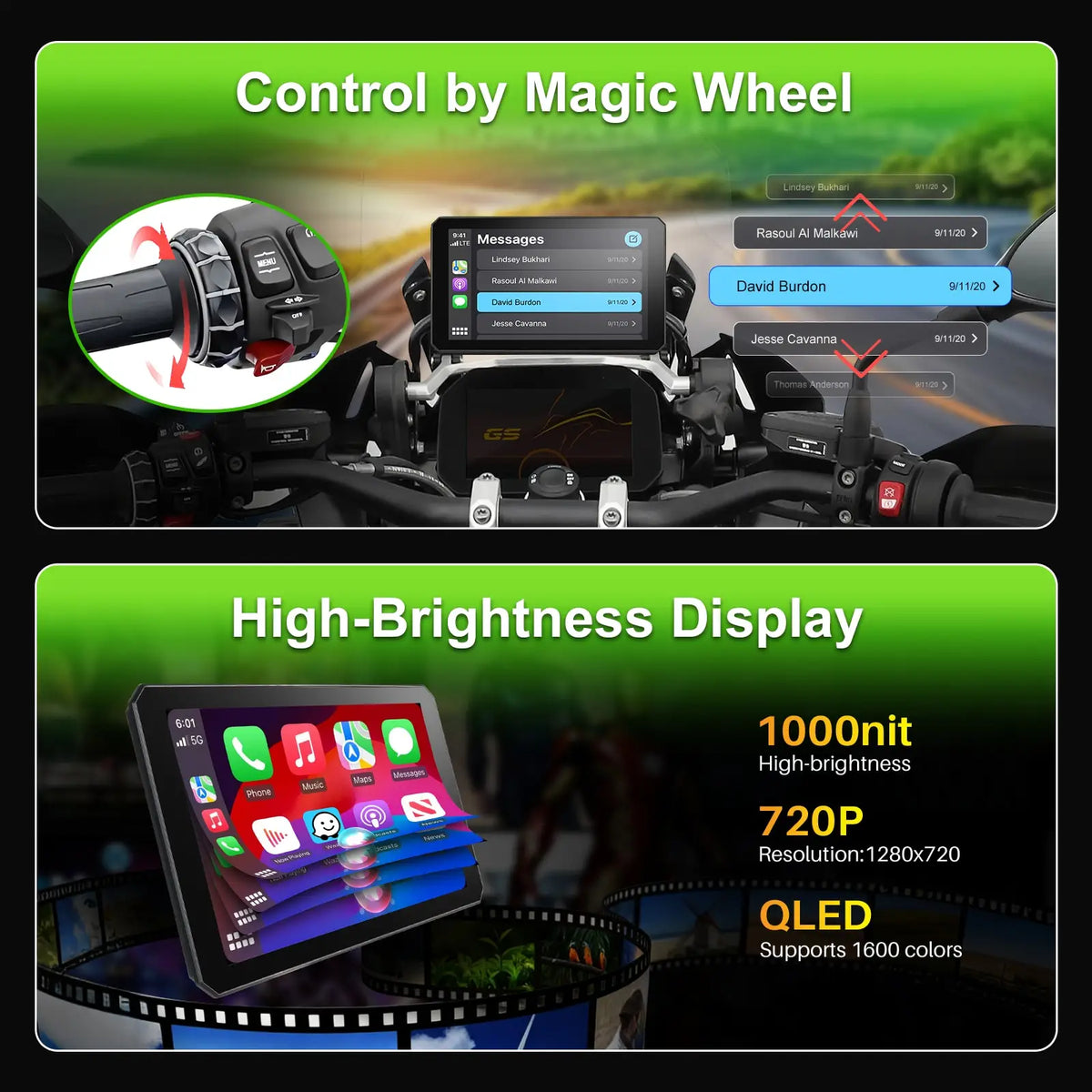 7Inch For BMW Motorrad Motorcycle Wireless CarPlay Android Auto Display Screen GPS Navigator Magic Wheel R1200GS R1250GS R1300GS