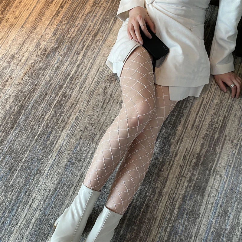 Gothic Tights Women Leggings Lolita Hollowed Out Mesh Stockings Japanese Bottomed Lace Pantyhose Floral Rattan Black Stocking