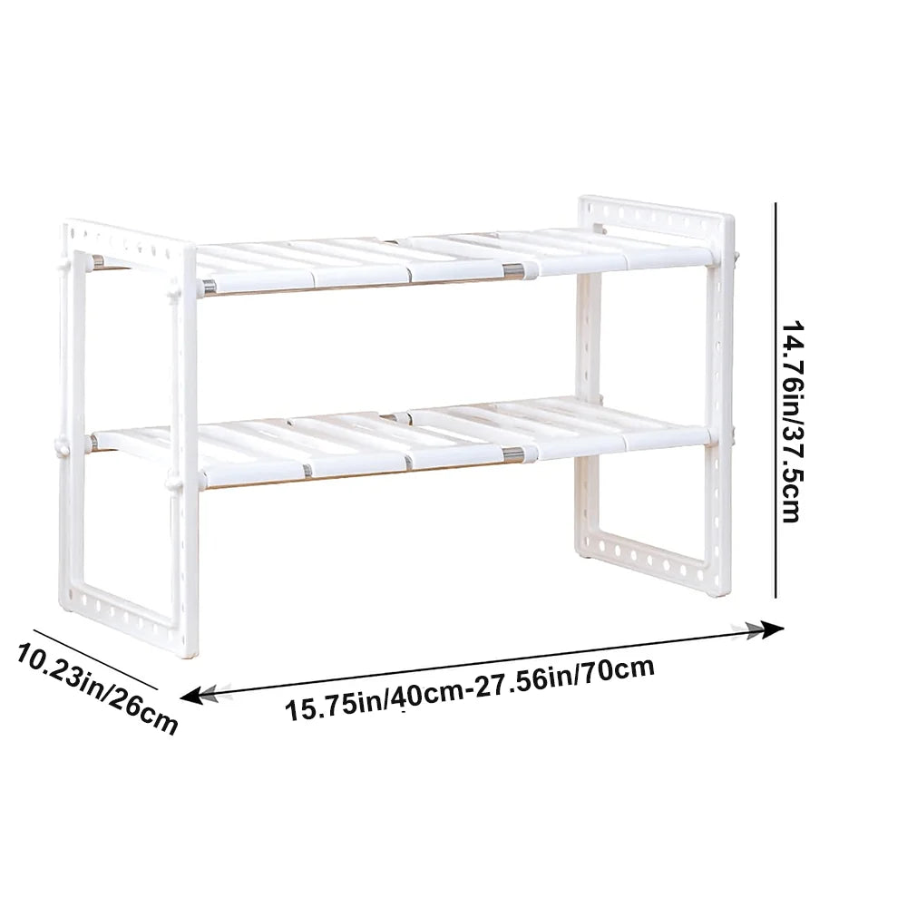 Under Sink Organizer 2-Tier Expandable Cabinet Shelf With 10 Removable Panels For  Bathroom Storage,Expand Holder  Shelf Organis