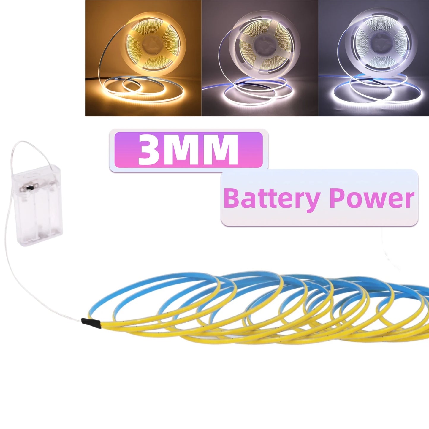 3MM 5MM 8MM COB LED Strip 5V 320LEDs/m PIR Motion Sensor Flexible Tape USB/Battery Powered Under Cabinet Kitchen Lighting Strip