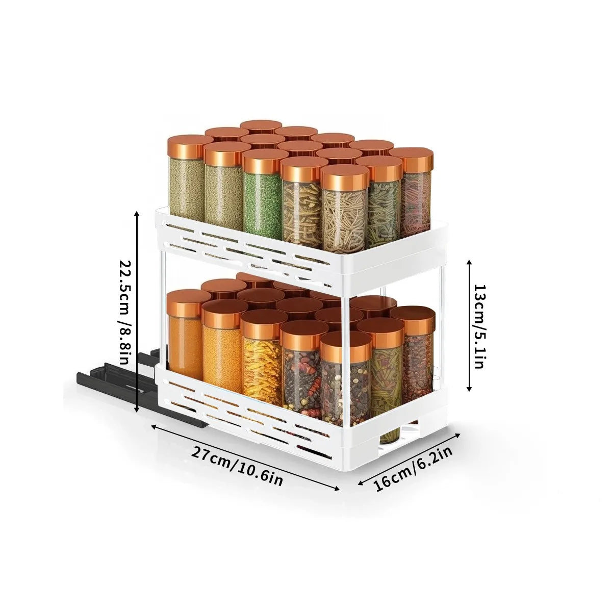 1/2pcs 2 Tier Pull Out Plastic Storage Rack Cabinet Storage Organizer Large Capacity Seasoning Jar Holder Under Sink Organizer