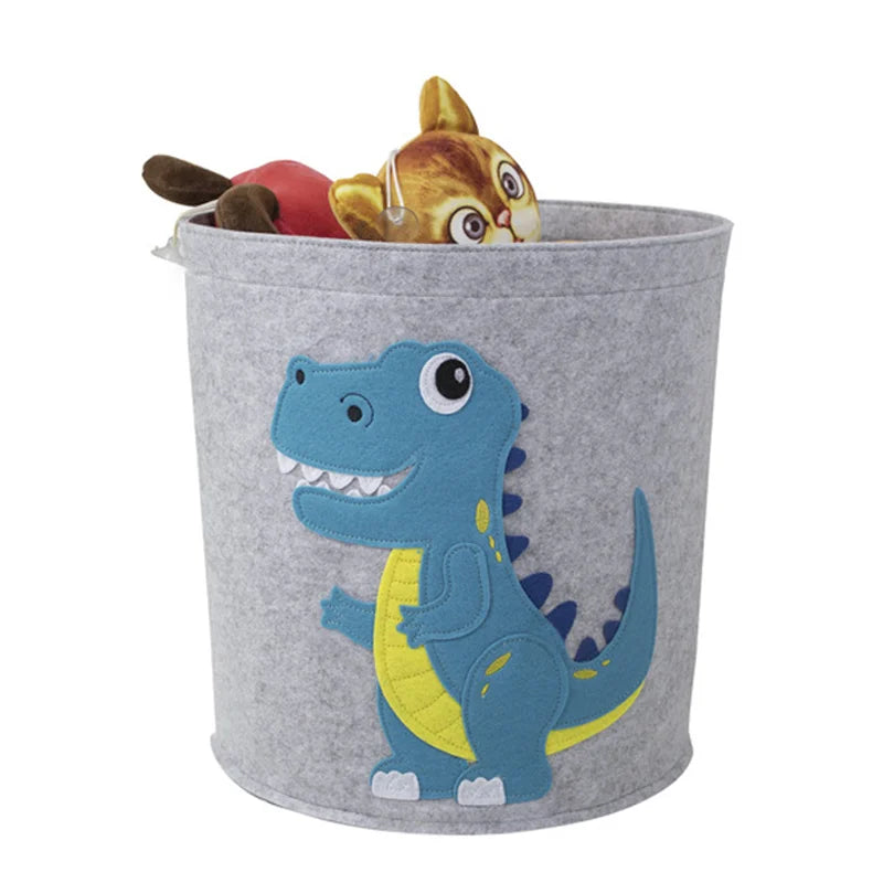 Children Toys Storage Basket Foldable Household Laundry Bag Cute Cotton Linen Bucket Cartoon Print Clothes Organizer Baskets