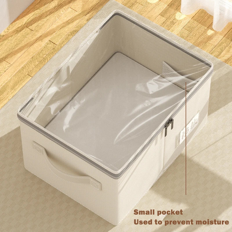 Large Capacity Clothing Storage Box Foldable Storage Bin For Down Jacket Quilt Organizer Box with Lid Bedroom Wardrobe Organizer