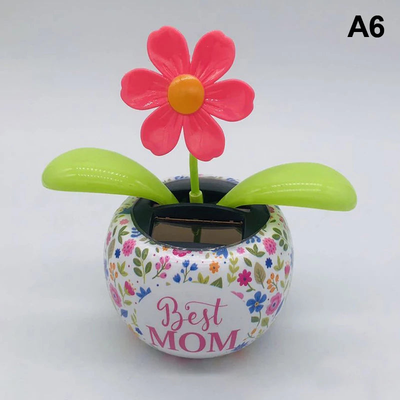 Car Ornament Solar Apple Flower Automatic Swing Sun Flower Bee Butterfly Love Beetle Car Decoration Accessories