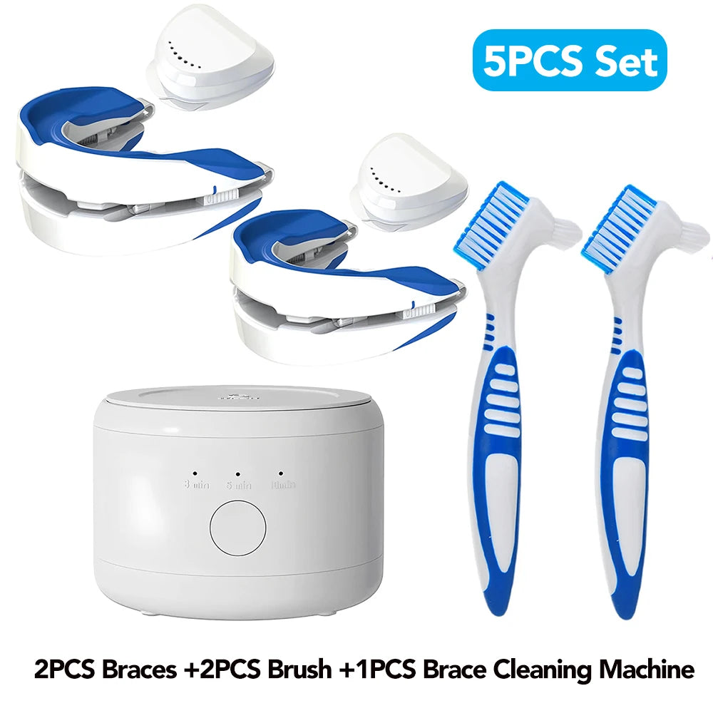 Ultrasonic Cleaner Machine, Automatic Denture Cleaner USB Rechargeable Cleaner with Cleaner, 3 Modes, for All Dental Appliance