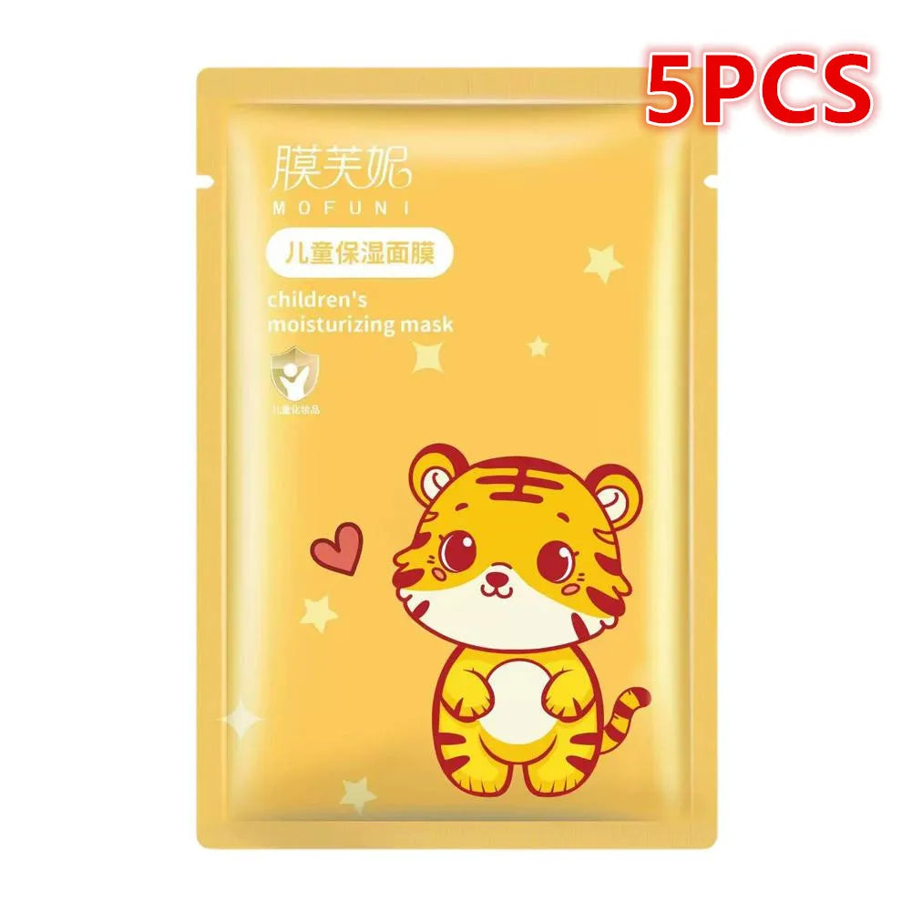 1/5PCS Children's Fruit Cartoon Mask Hydrating Moisturizing Gentle Nourishing Cartoon Animal Face Mask Stickers For Kids
