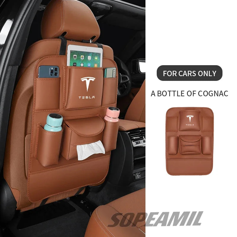 Car Seat Back Storage Bag Rear Seat Anti-Wear Anti-kick Pad For Tesla Cybertruck Beast Roadster Model 3 Model Y Model S Model X