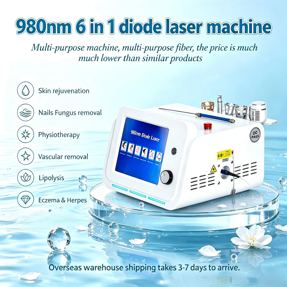 Salon Use 6 in 1 980nm Diode Lase Machine Lipolysis Vascular Improvement Nail Care Skin Rejuvenation Professional Commercial