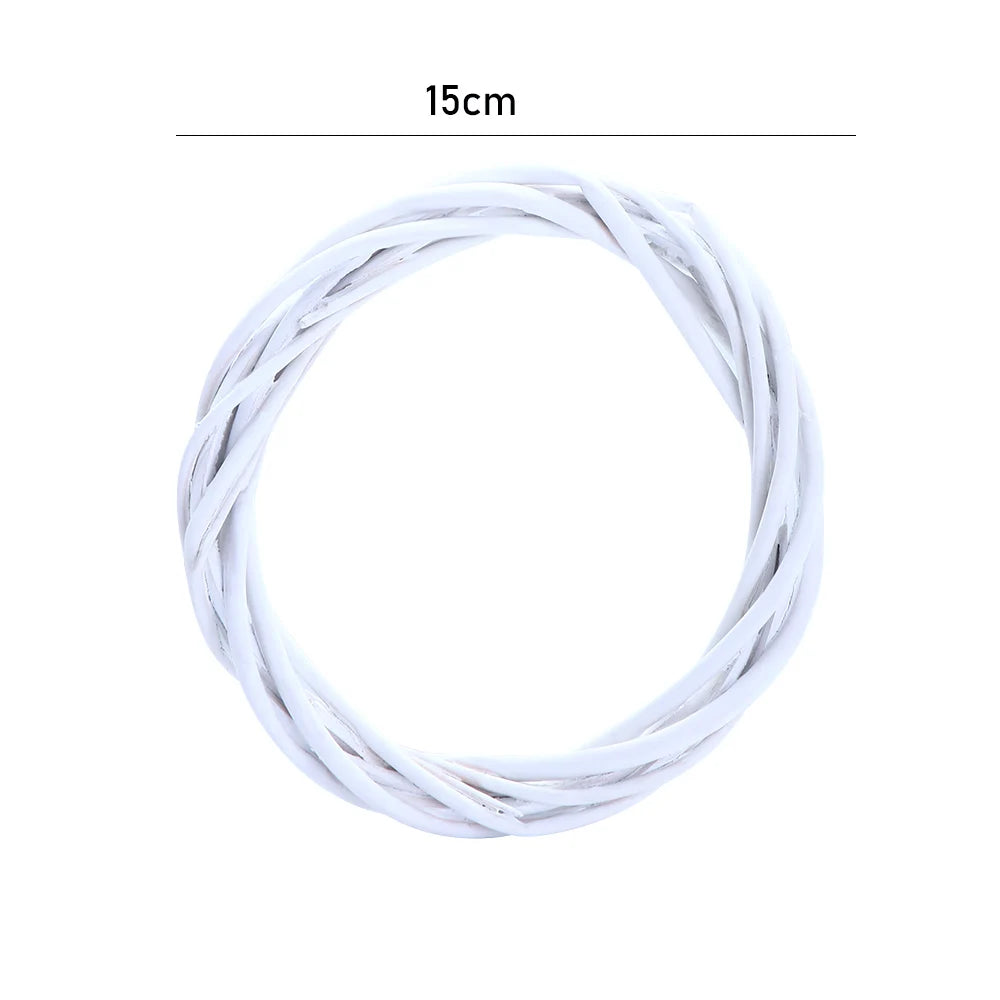 Xmas DIY Craft Ornament Vine Hanging Blank White Garland Rattan Ring Wicker Wreath Christmas Decoration