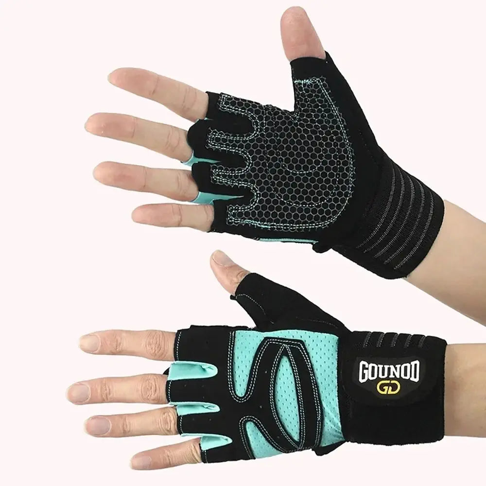 1Pair Half Finger Weight Lifting Glove Breathable Anti-Slip Weightlifting Gloves Bodybuilding Powerlifting Wristband Support