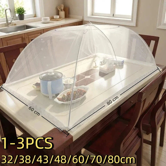Collapsible Mesh Food Covers Protective Anti-Flying Pop Up Fine Fly Net White Household Food Tent For Outdoors Parties BBQs