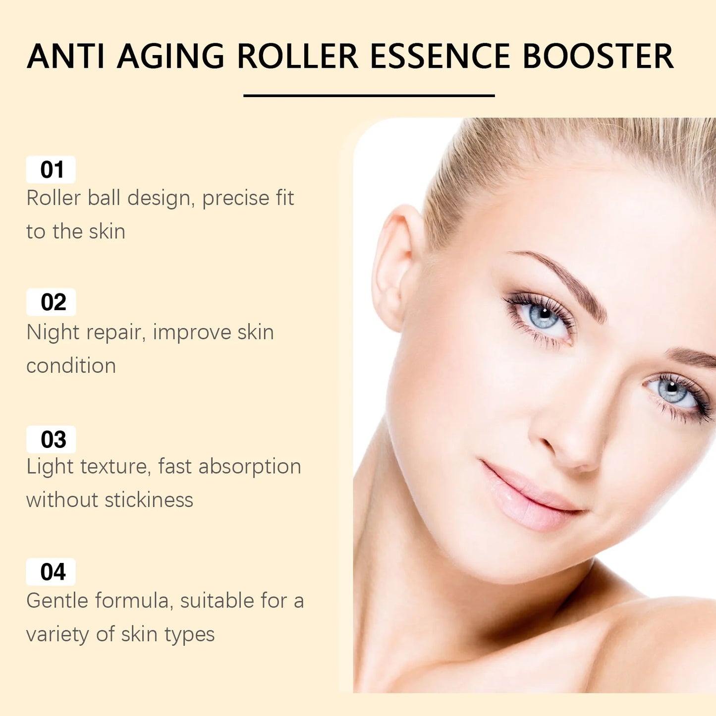 Anti Aging Roller Essence Bee Venom Booster Hyaluronic Acid Skin Firming Fine Lines Improvement  Facial Massage Skincare Serum