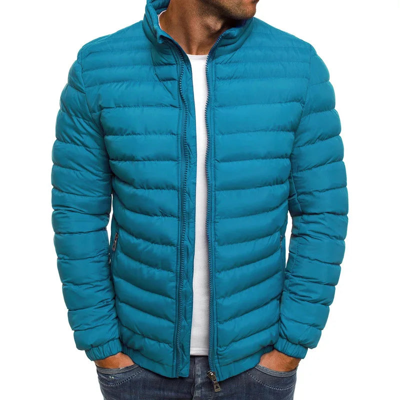 Men's Winter Cotton Jacket Stand Collar Solid Color Lightweight Warm Casual Coat Winter Jackets for Men Outdoor Daily Wear