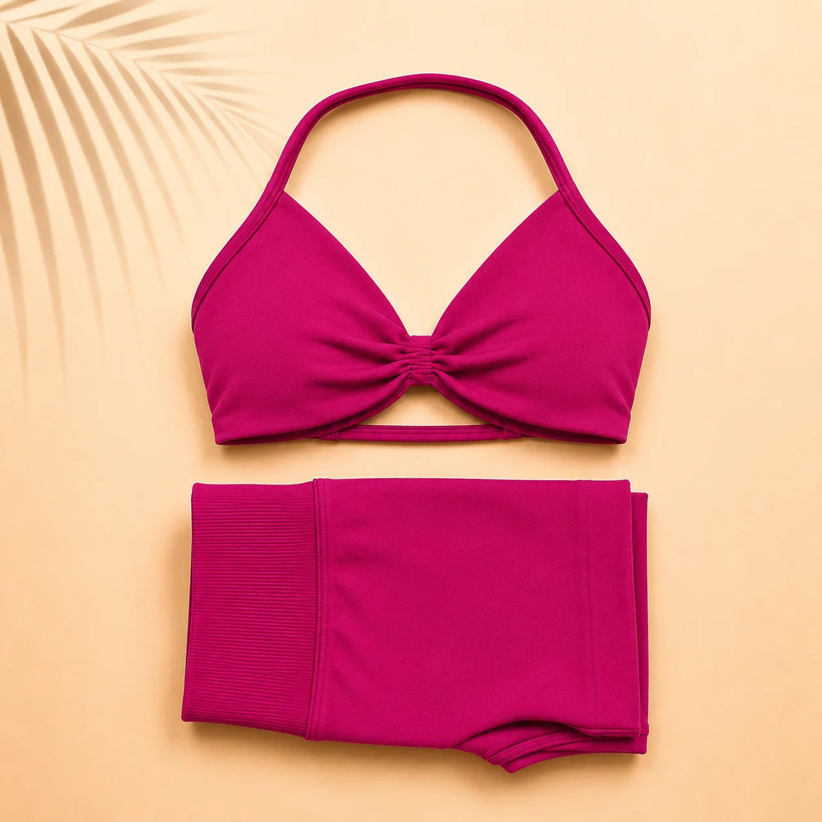 Women Yoga Set Ruched Sports Bra High Waist Shorts 2 Piece Workout Outfit Gym Fitness Activewear Seamless Training Set