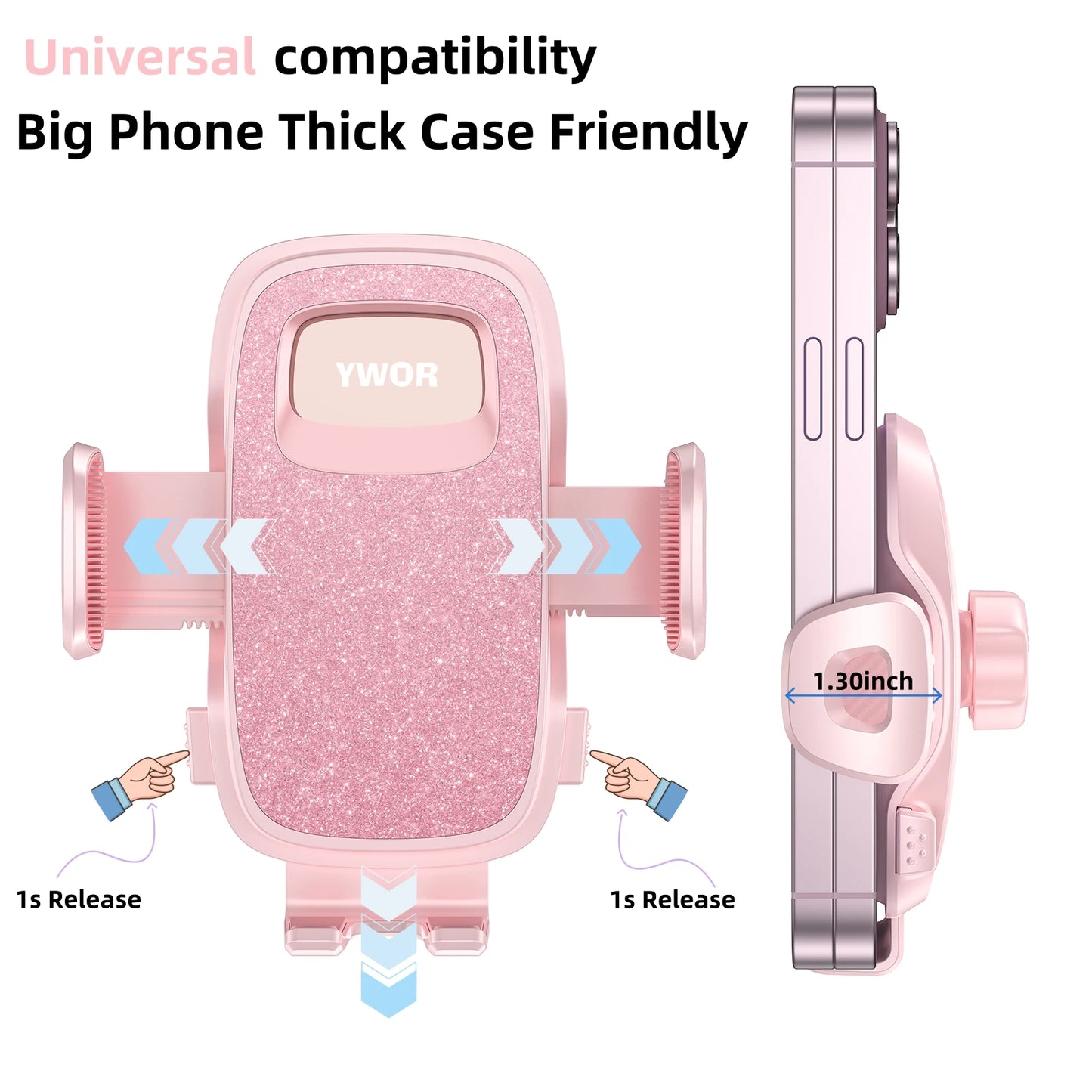 YWOR Car Phone Holder Vent [Big Phone Friendly Panel] Car Vent Phone Mount for Car Air Vent 360° Rotate Hands Free Cell Phone Ho
