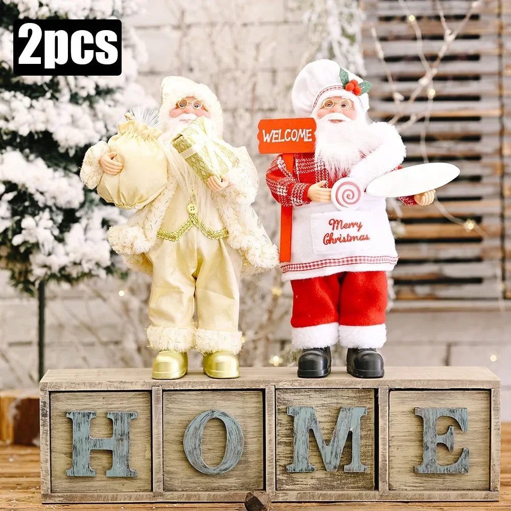 1~4PCS 2026 Christmas Decoration for Home Santa Claus Plush Doll 30cm Navidad Party Decor Xmas Ornaments New Year Gift