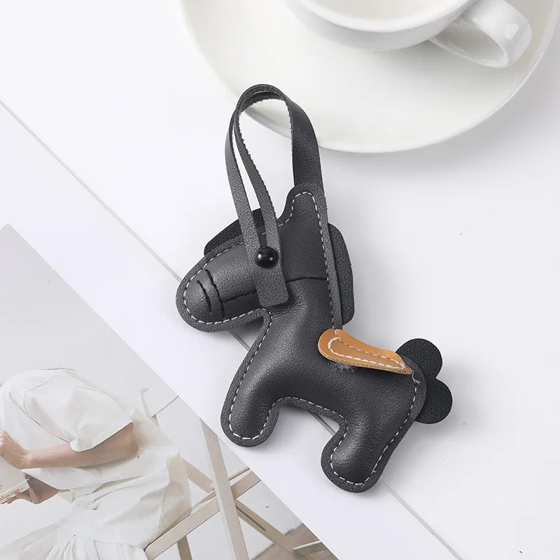 Simple PU Leather Pony Pendant Cute Cartoon Backpack Car Keychain Pendant Fashionable Clothing Accessories