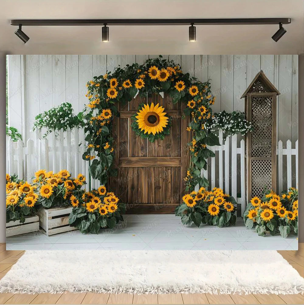 Sunflower Backdrop Photography Yellow Flower Wall Bee Garden Autumn Baby Shower Portrait Wedding Birthday Background Photo Props